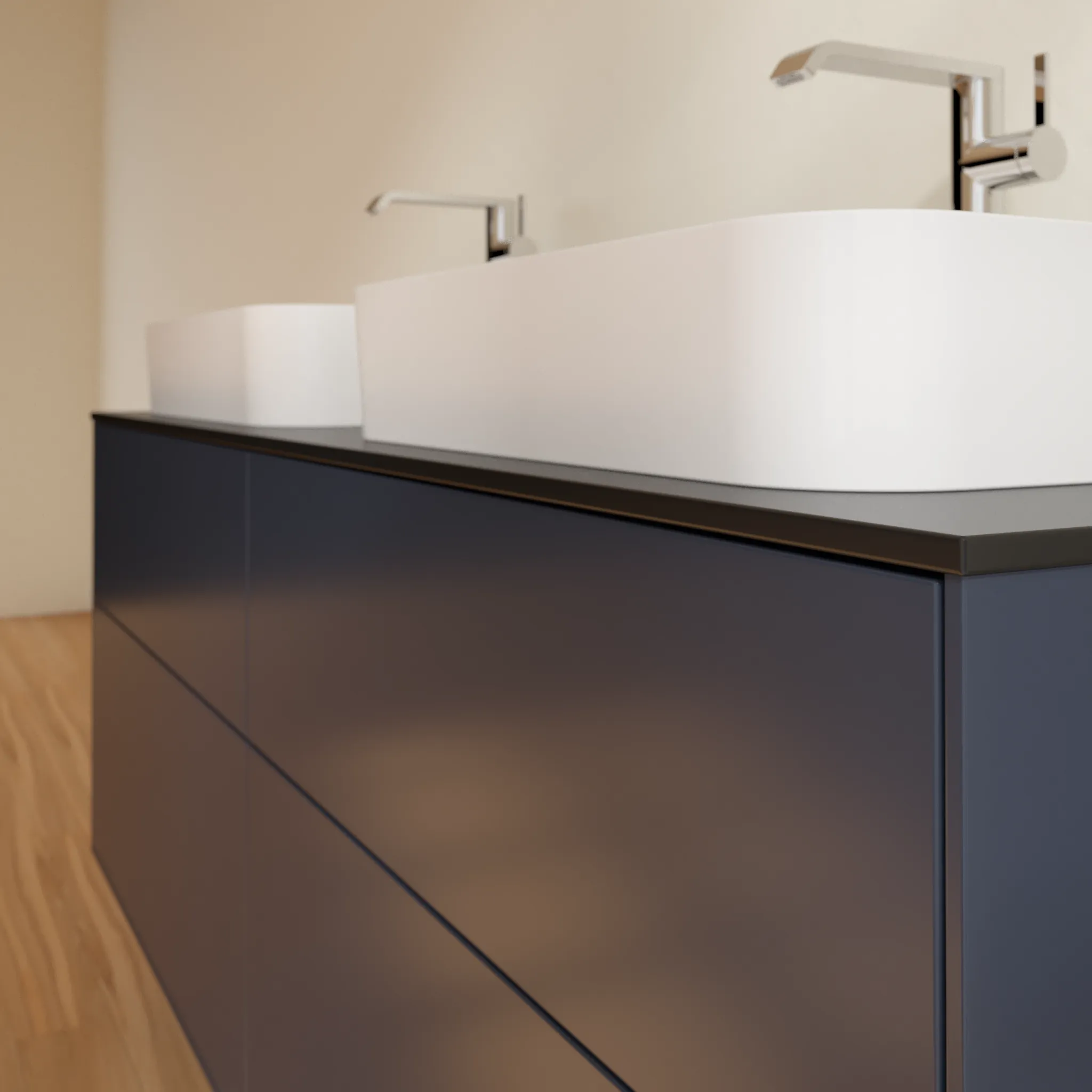 Villeroy & Boch Waschtischunterschrank „Finion“ für Schrankwaschtisch 1600 × 603 × 501 mm Midnight Blue Matt Lacquer, mit Hahnlochbohrung, für links und rechts Villeroy & Boch Waschtischunterschrank „Finion“ für Schrankwaschtisch 1600 × 603 × 501 mm Midnight Blue Matt Lacquer, mit Hahnlochbohrung, für links und rechts