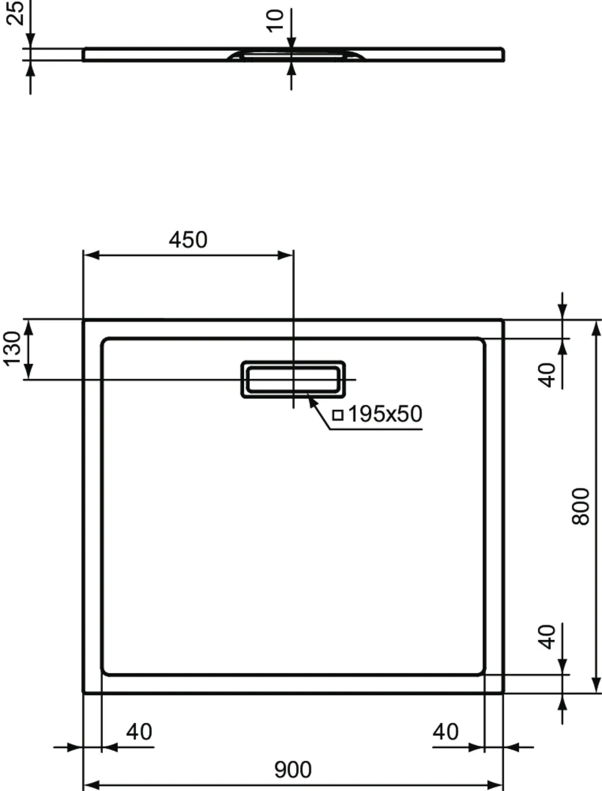 Ideal Standard Duschwanne „UltraFlatNew“ 90 × 80 cm in Seidenweiß