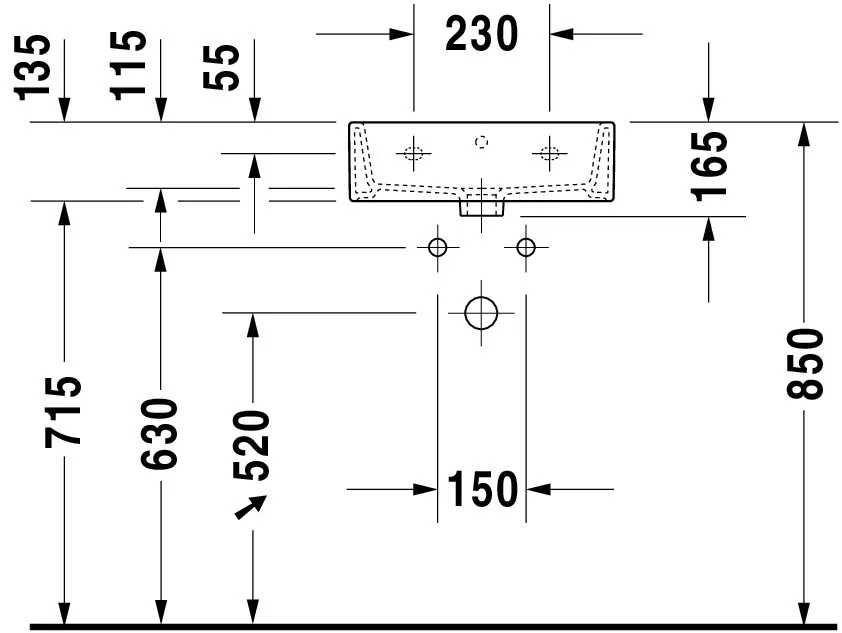 Wandwaschtisch „Vero Air“, mit Überlauf, Hahnlochposition mittig Wandwaschtisch „Vero Air“, mit Überlauf, Hahnlochposition mittig