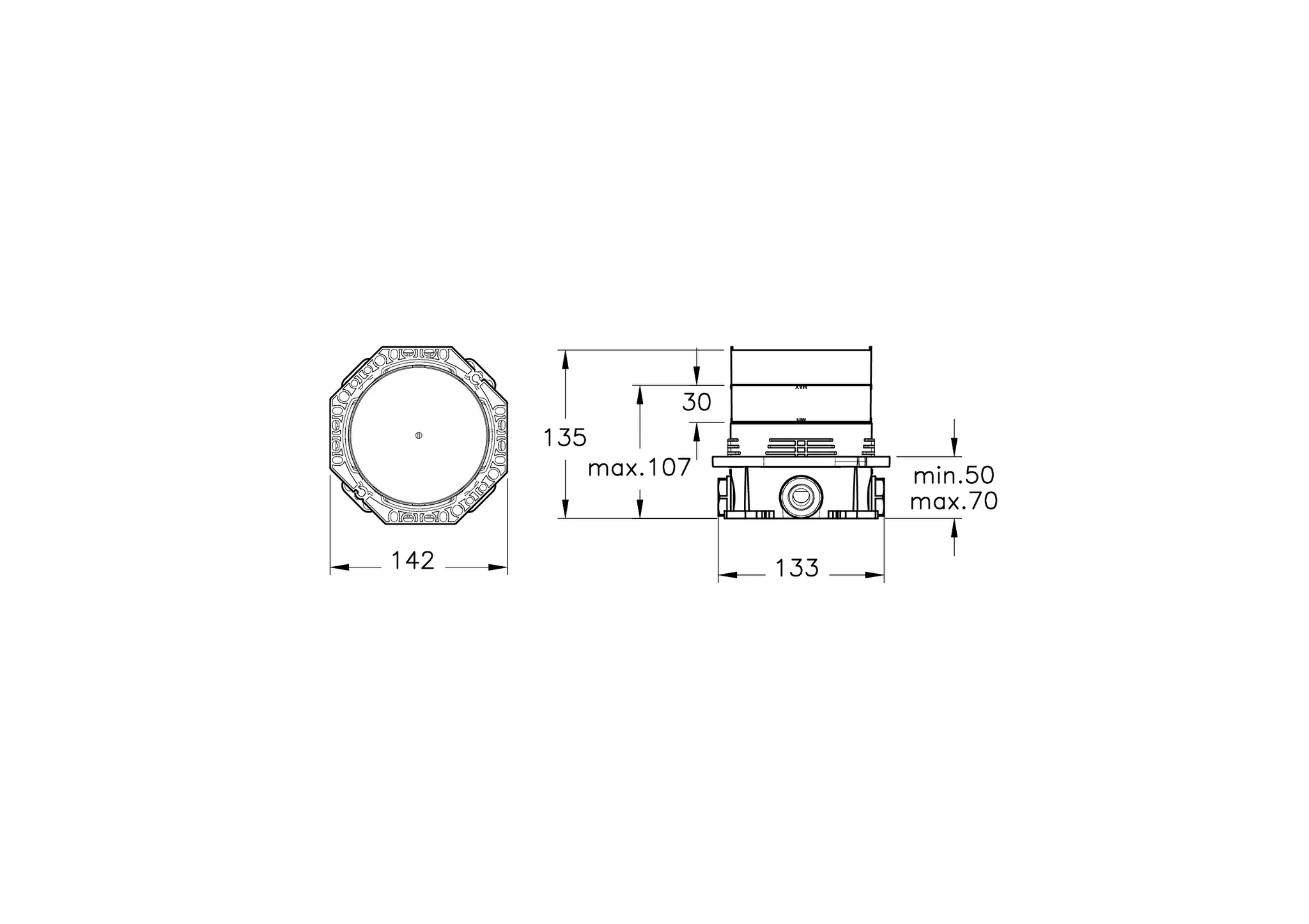 VitrA V-Box Unterputzkörper Einbau-Box 2022, Kunststoff + Messing