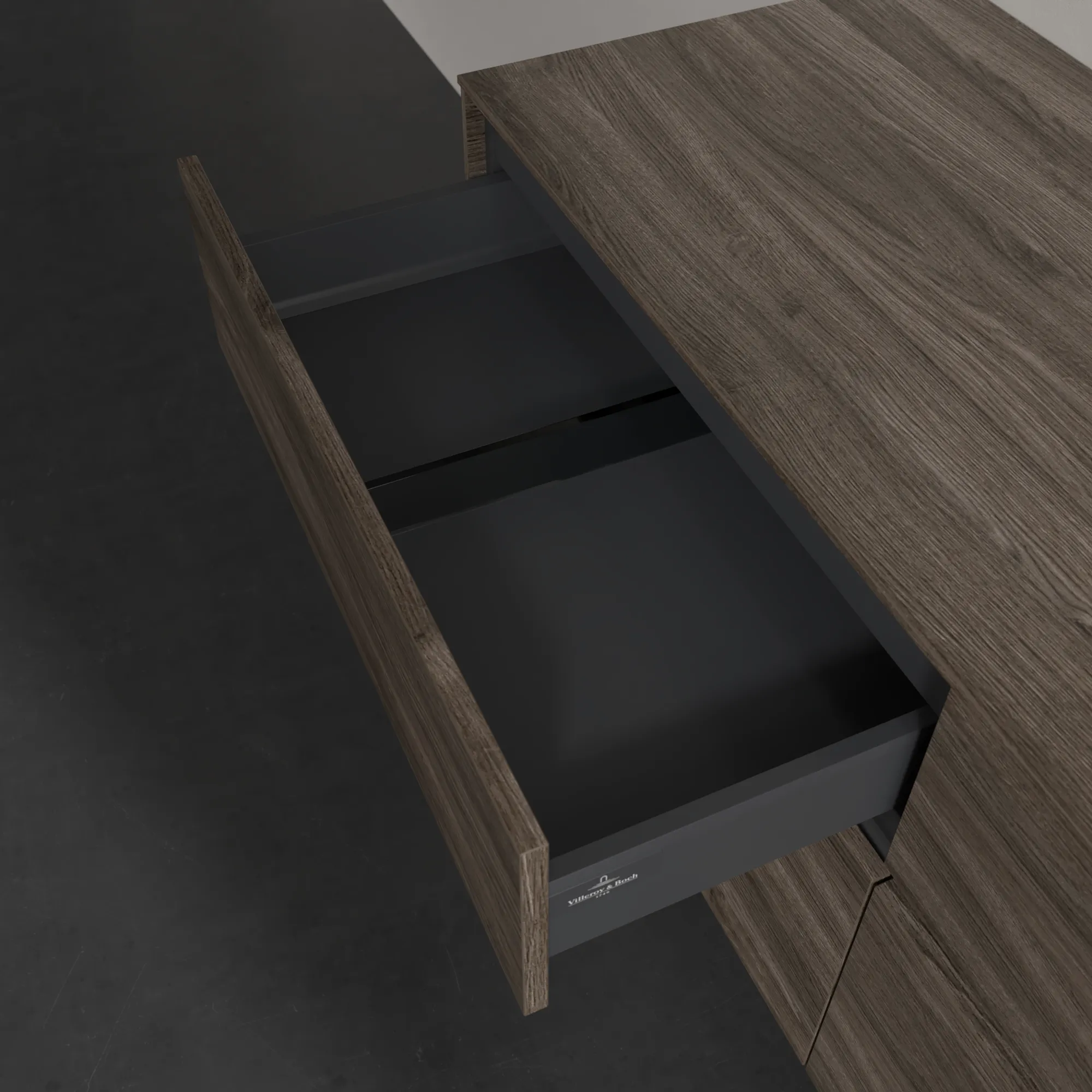 Villeroy & Boch Waschtischunterschrank „Collaro“ 1400 × 548 × 500 mm Stone Oak, ohne Beleuchtung, für Becken rechts Villeroy & Boch Waschtischunterschrank „Collaro“ 1400 × 548 × 500 mm Stone Oak, ohne Beleuchtung, für Becken rechts