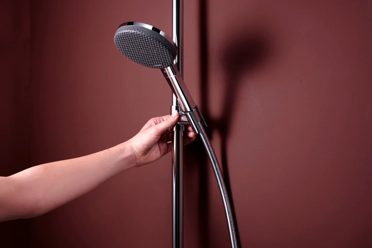 Hansgrohe Raindance Alive S Puro Showerpipe 300 1jet EcoSmart+ mit Ecostat Element, Chrom, 300 mm Brausekopfgröße, 6 l/min Durchfluss, Aufputzinstallation