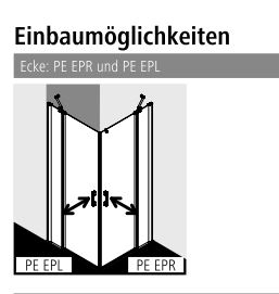 Kermi Duschtür Eckeinstieg 2-teilig Pendeltüren mit Festfeldern Halbteil links „PEGA“ Glas Klar, BV: 865 - 890 mm GAK: 850 - 875 mm WE: 875 - 900 mm H: 2000 mm