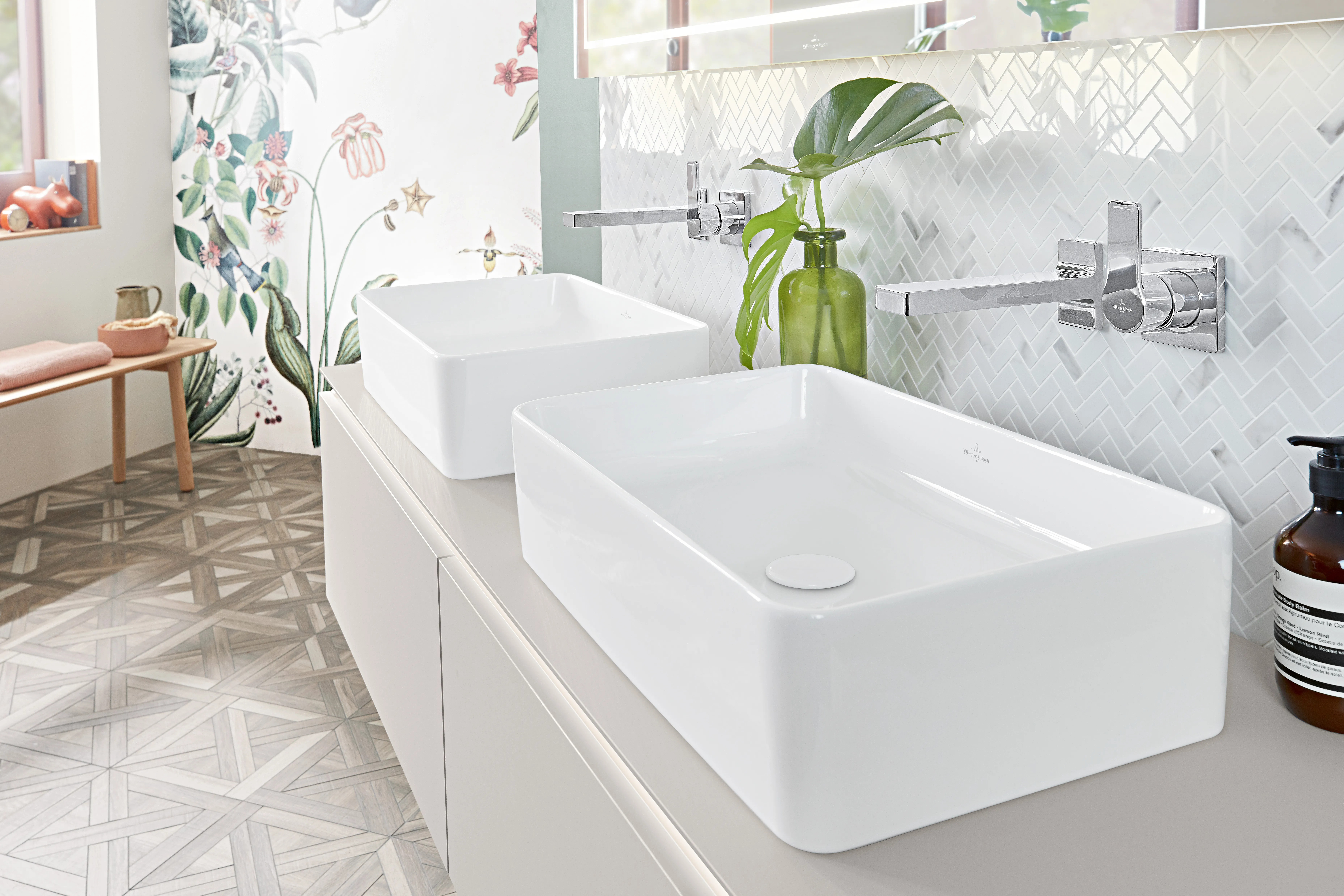 Villeroy & Boch Aufsatzwaschtisch rechteck aus TitanCeram „Collaro“ 560 × 360 × 145 mm, ohne Hahnlochbohrung in Weiß Alpin Villeroy & Boch Aufsatzwaschtisch rechteck aus TitanCeram „Collaro“ 560 × 360 × 145 mm, ohne Hahnlochbohrung in Weiß Alpin