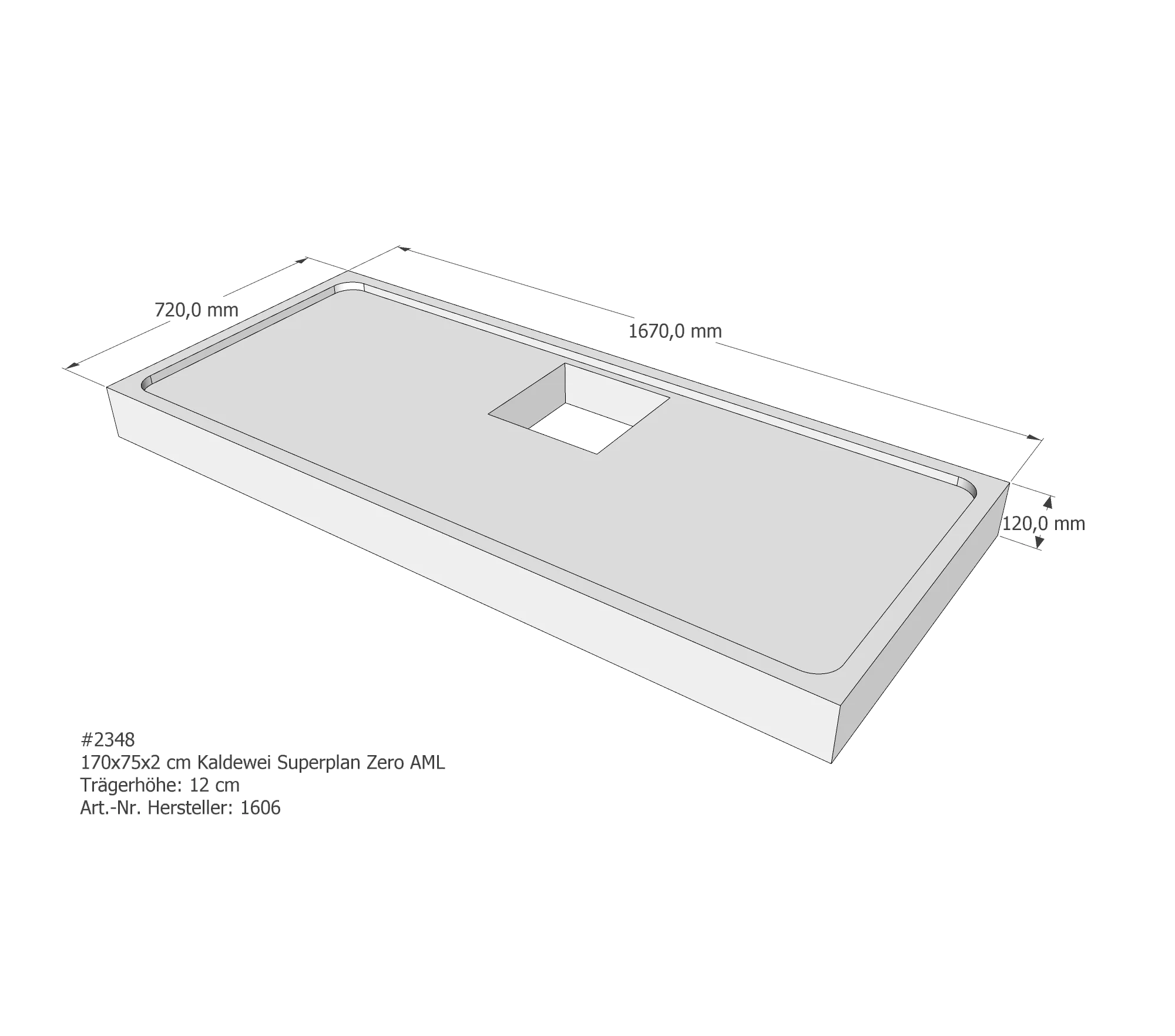Duschwannenträger für Kaldewei Superplan Zero 170 × 75 × 2 cm Breite: 75 cm / Länge: 170 cm Duschwannenträger für Kaldewei Superplan Zero 170 × 75 × 2 cm Breite: 75 cm / Länge: 170 cm