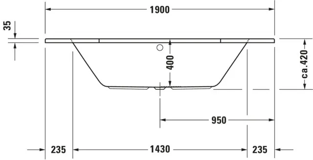 Duravit Badewanne „D-Code“ sechseck 1900 × 900 mm, Mittelablauf in Weiß Duravit Badewanne „D-Code“ sechseck 1900 × 900 mm, Mittelablauf in Weiß