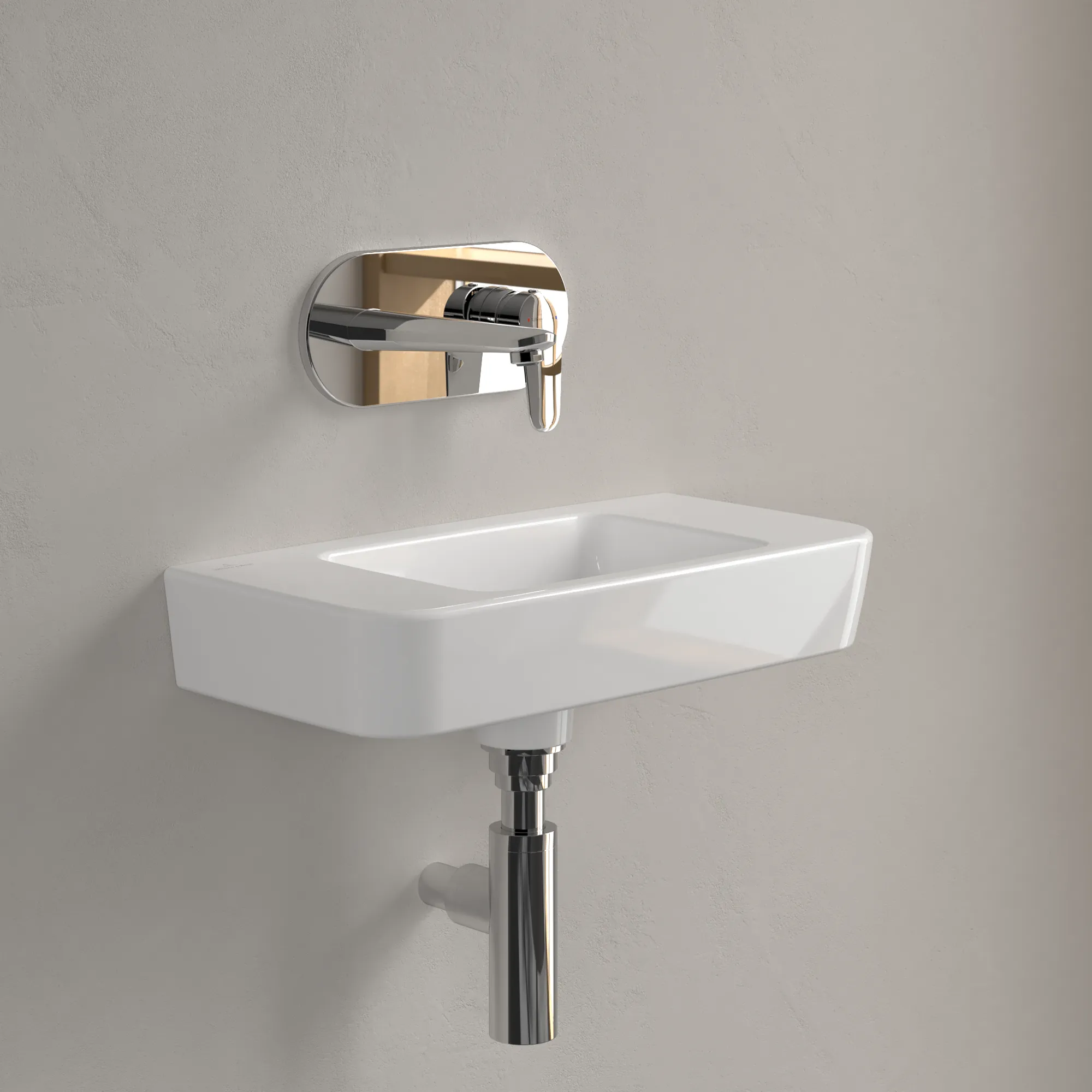 Villeroy & Boch Handwaschbecken „O.novo“ Compact 500 × 250 × 145 mm, für Becken mittig, ohne Hahnlochbohrung