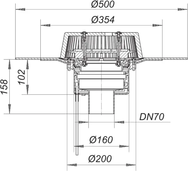 Dachablauf SuperDrain 62 H DallBit, beheizt, DN 70