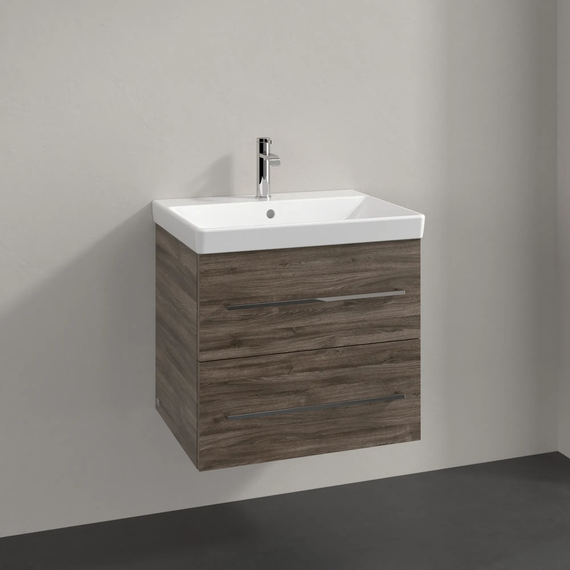 Villeroy & Boch Waschtischunterschrank „Avento“ für Schrankwaschtisch 58 × 51,4 × 45,2 × 45,2 cm Stone Oak, Soft Closing