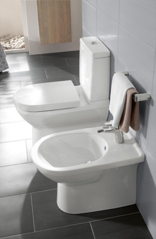 Tiefspül-WC für Kombination O.novo 565810, 360 x 640 x 400 mm, Oval, bodenstehend, Abgang waagerecht, Weiß Alpin