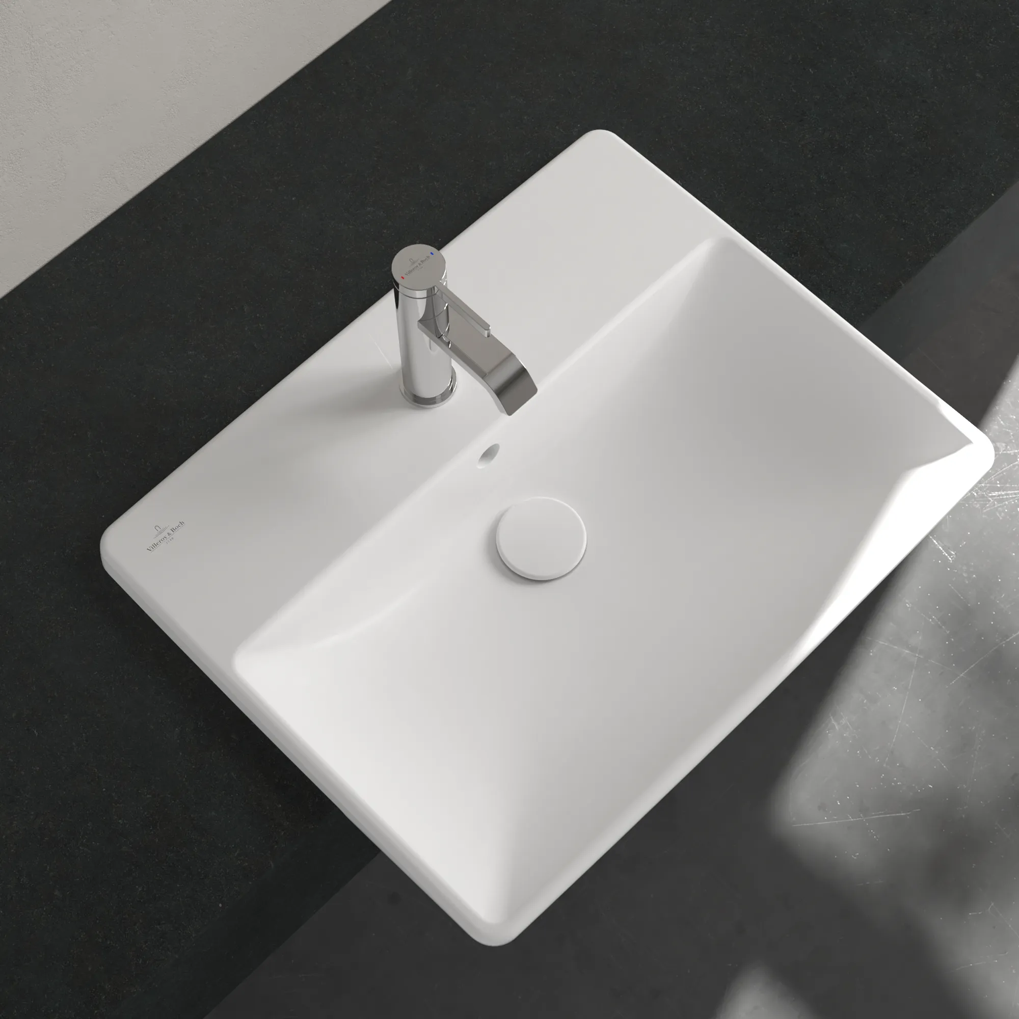 Villeroy & Boch Avento Vorbauwaschbecken Stone White CeramicPlus 550x440x145 mm mit Überlauf