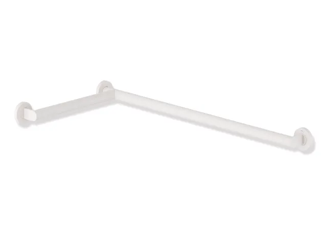 HEWI System 900 Duschhandlauf, Edelstahl, pulverbeschichtet, links, W1=813mm, W2=406mm, plvb weiß tiefmatt