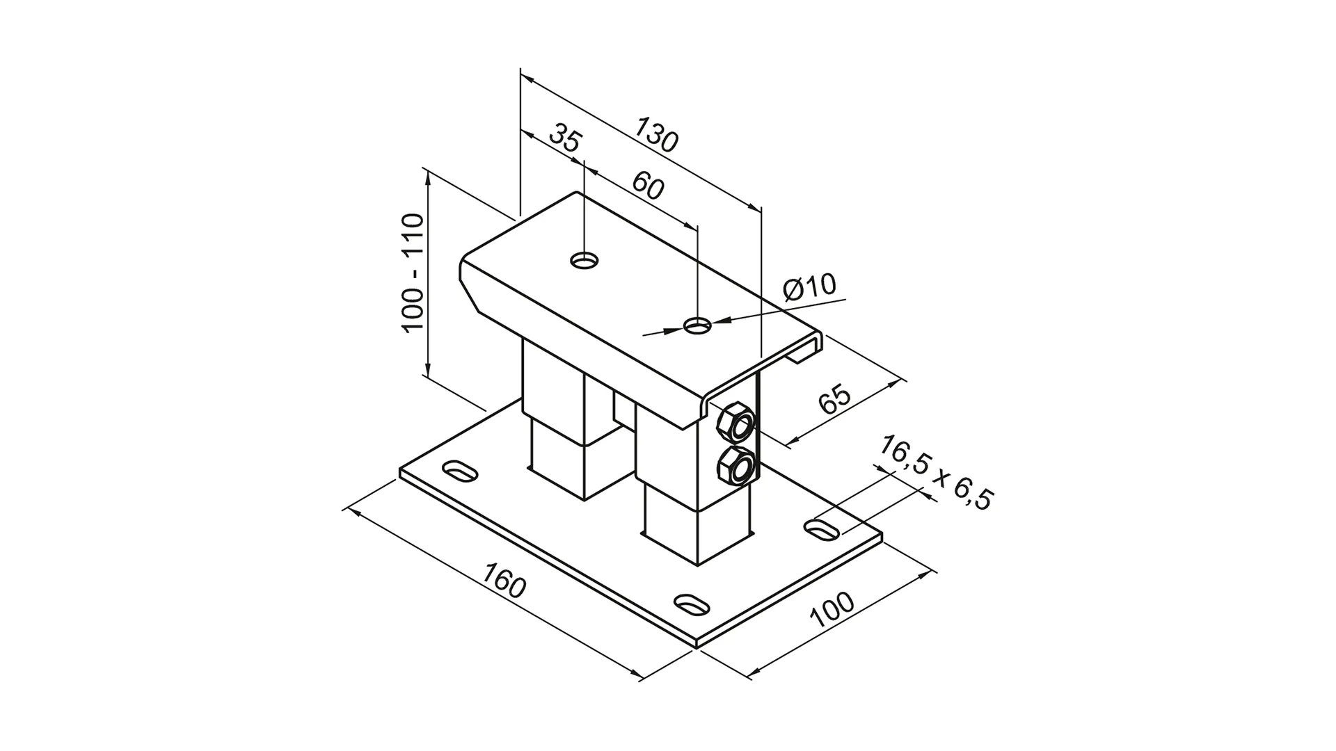 Zubehör Fußkonsole FMORV HD10-3, RAL 9016 Zubehör Fußkonsole FMORV HD10-3, RAL 9016