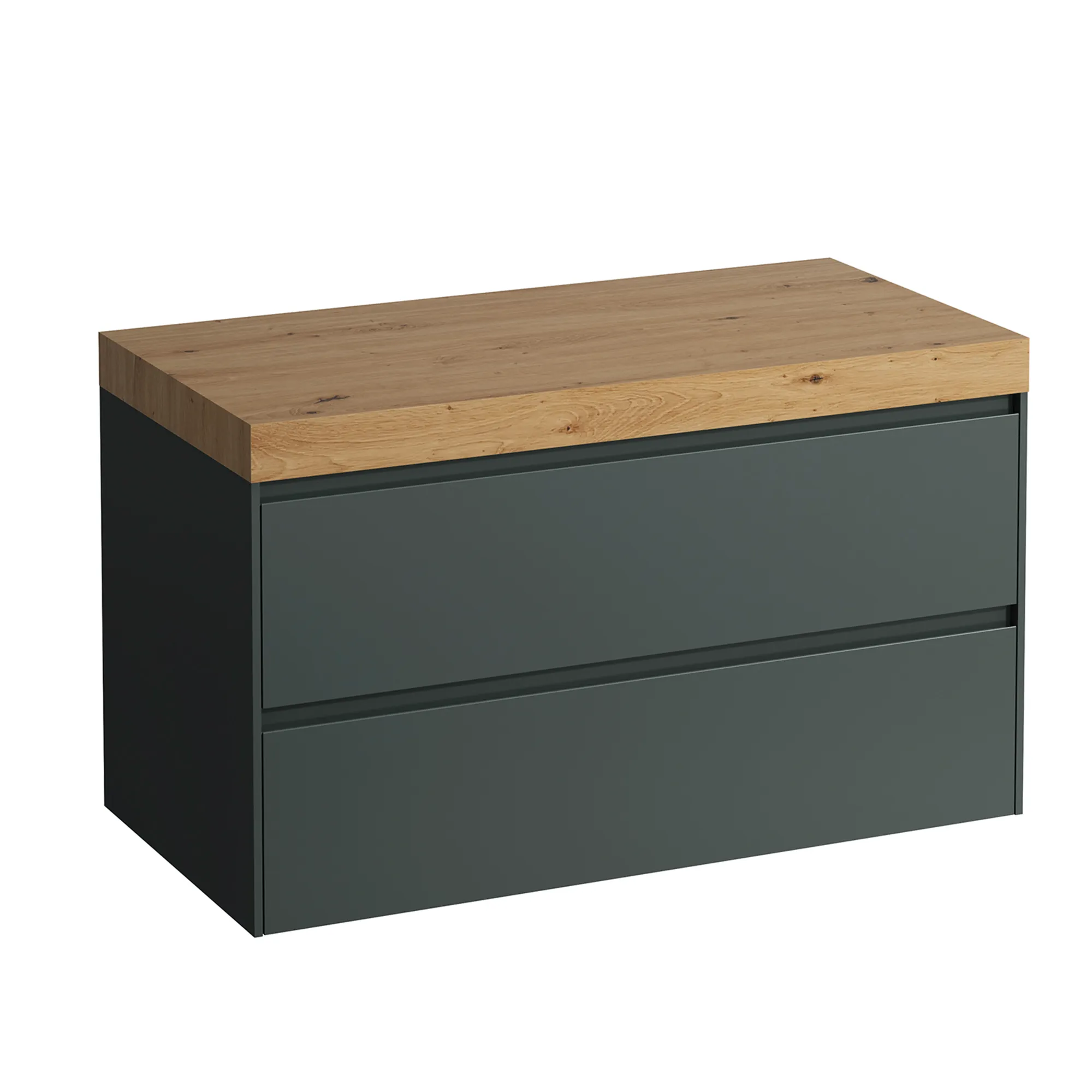Waschtischunterbau+Waschtischplatte (MODULAR SYSTEM) LANI 495x985x580 ohne Ausschnitt Abdeckplatte 65 mm (Farbe: .267 wildeiche), mit 2 Schubladen