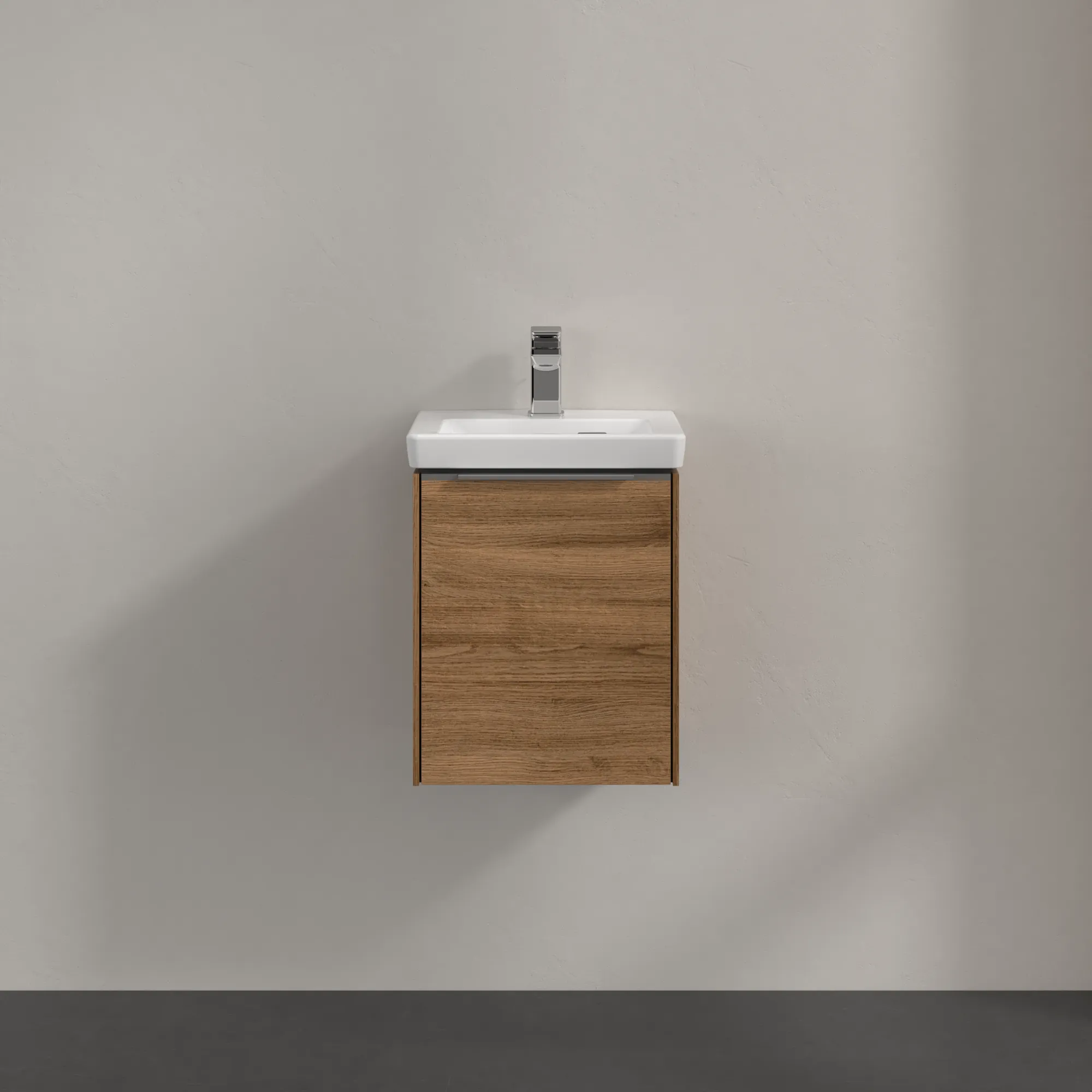 Villeroy & Boch Waschtischunterschrank mit Tür „Subway 3.0“ für Schrankwaschtisch 351 × 429 × 309 mm Kansas Oak, 1 Tür, für Becken mittig, Anschlag links Villeroy & Boch Waschtischunterschrank mit Tür „Subway 3.0“ für Schrankwaschtisch 351 × 429 × 309 mm Kansas Oak, 1 Tür, für Becken mittig, Anschlag links