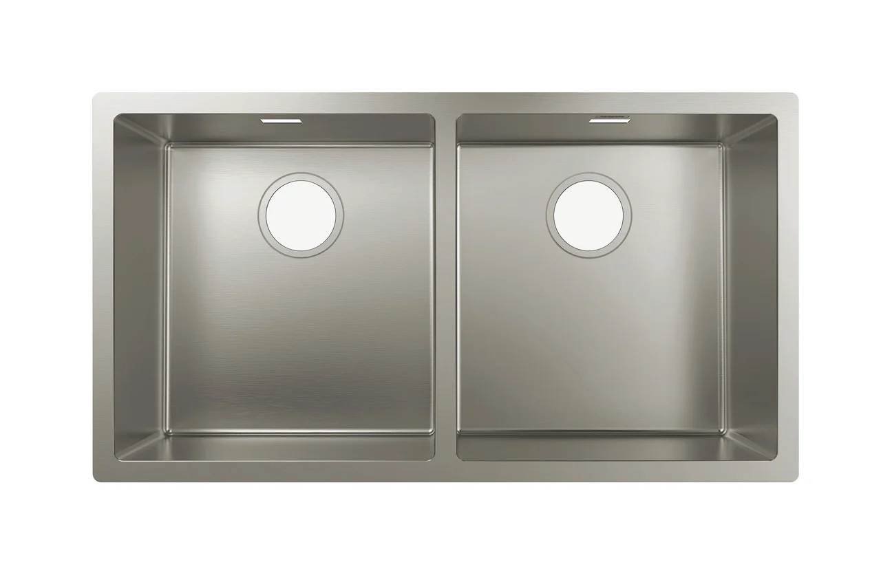 Hansgrohe S71 Unterbauspüle 370x370 mm, Edelstahl, 2 Hauptbecken, flach aufliegend oder flächenbündig Hansgrohe S71 Unterbauspüle 370x370 mm, Edelstahl, 2 Hauptbecken, flach aufliegend oder flächenbündig