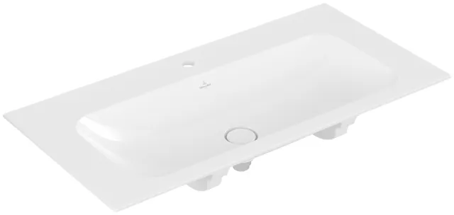 Villeroy & Boch Schrankwaschtisch aus TitanCeram „Finion“ 1000 × 500 × 160 mm, mit Hahnlochbohrung, Hahnlochposition mittig in Weiß Alpin, mit CeramicPlus Villeroy & Boch Schrankwaschtisch aus TitanCeram „Finion“ 1000 × 500 × 160 mm, mit Hahnlochbohrung, Hahnlochposition mittig in Weiß Alpin, mit CeramicPlus