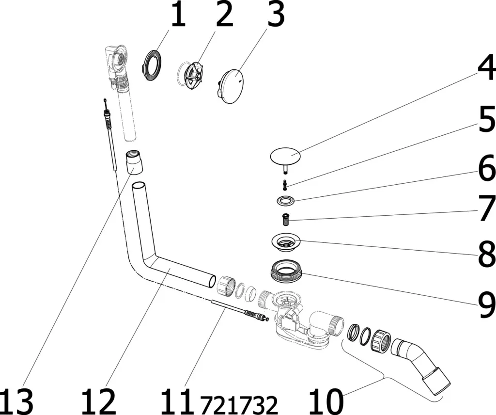 Viega Ab- und Überlaufgarnitur „Multiplex“ für Standardwannen (Ablauf am Fußende) Modell 6162.45 in Chrom