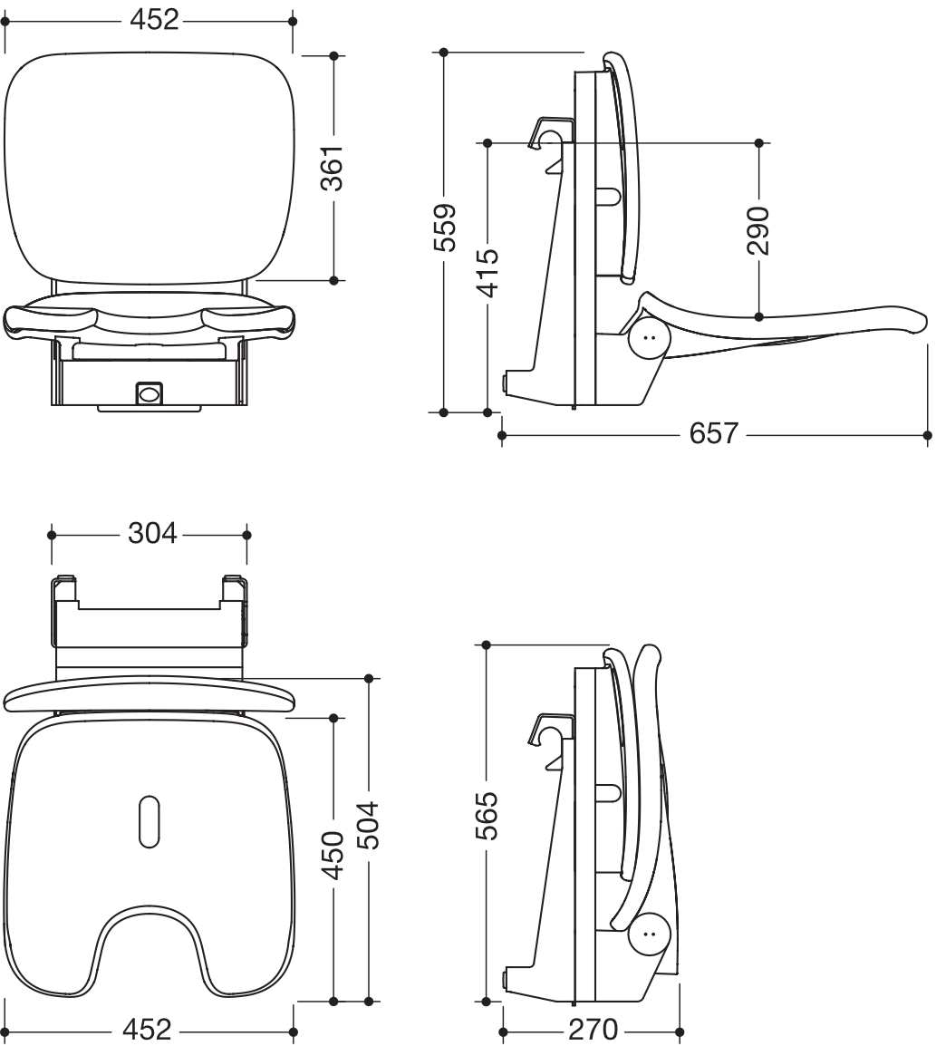 Einhängesitz „Serie 802 LifeSystem“ in Signalweiß glänzend / Signalweiß matt