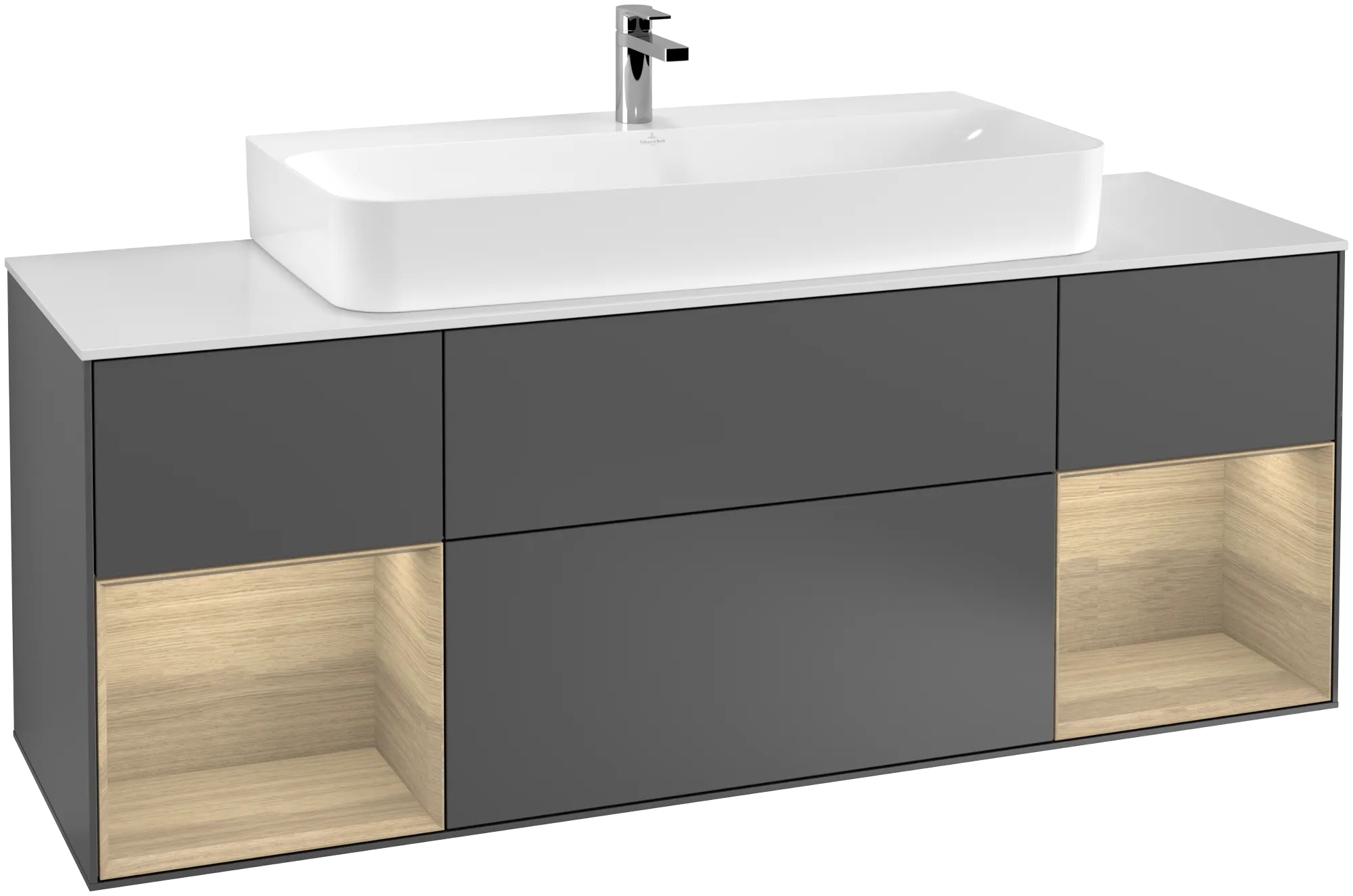 Villeroy & Boch Finion Waschbeckenunterschrank F21 1600x603x501mm Anthrazit/Eiche Weiß