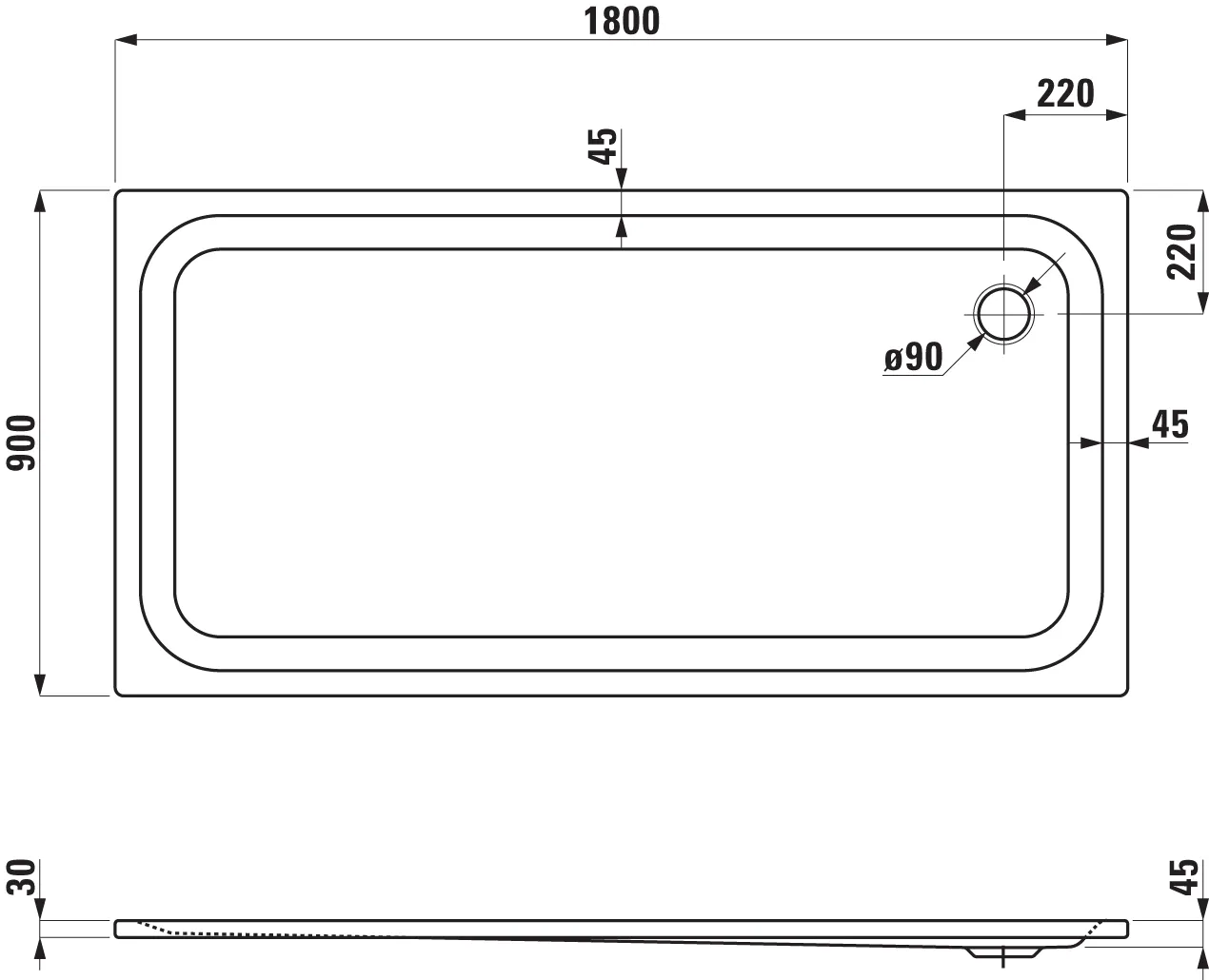 Laufen rechteck Duschwanne „Platina“ 1800 × 900 mm ohne Oberflächenbeschichtung, ohne Oberflächenveredelung, in Weiß Laufen rechteck Duschwanne „Platina“ 1800 × 900 mm ohne Oberflächenbeschichtung, ohne Oberflächenveredelung, in Weiß
