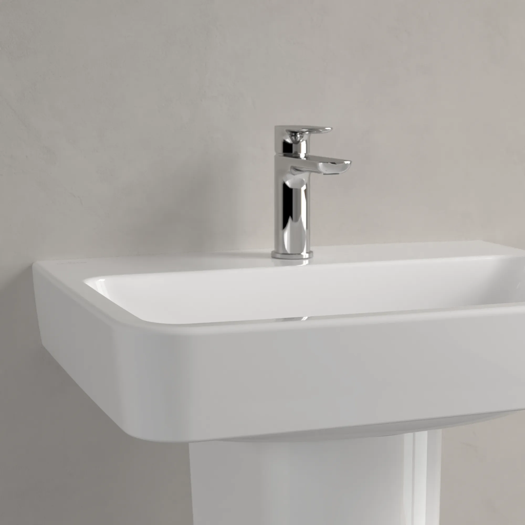 Villeroy & Boch O.novo Wandwaschbecken 600x460x175 mm, weiß Alpin AntiBac CeramicPlus, eckig, rechteckige Innenform, 3-Loch-Armatur, Sanitärkeramik, glänzend