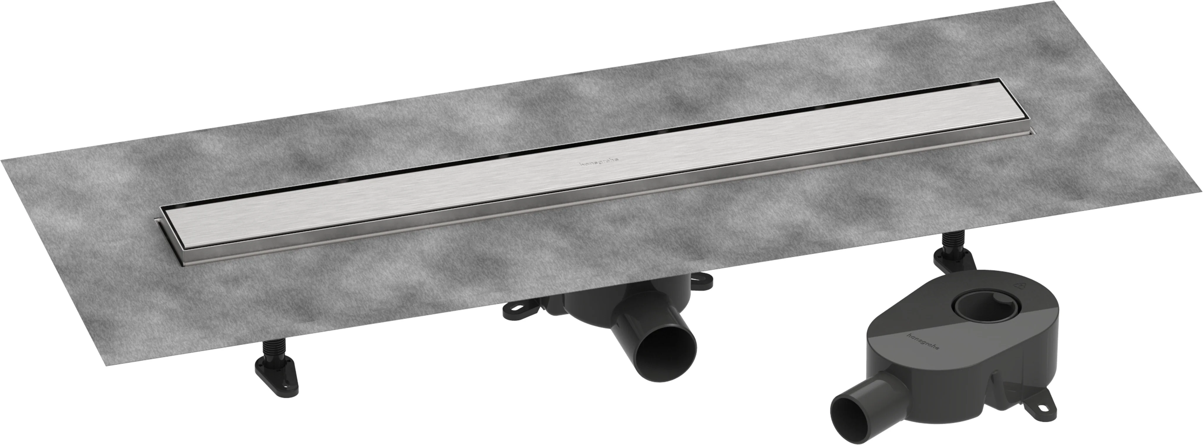 Hansgrohe RainDrain Go Komplettset Duschrinne 700 mm, rückseitig befliest, Edelstahl V2A, Standard-/flache Installation