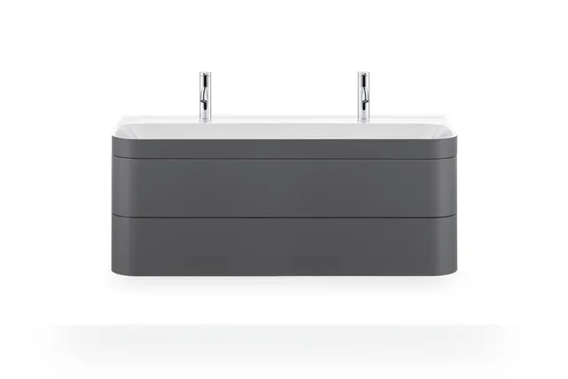 Duravit Waschtischunterschrank c-shaped Set wandhängend „Happy D.2 Plus“ 117,5 × 48 × 49 cm Graphit Supermatt