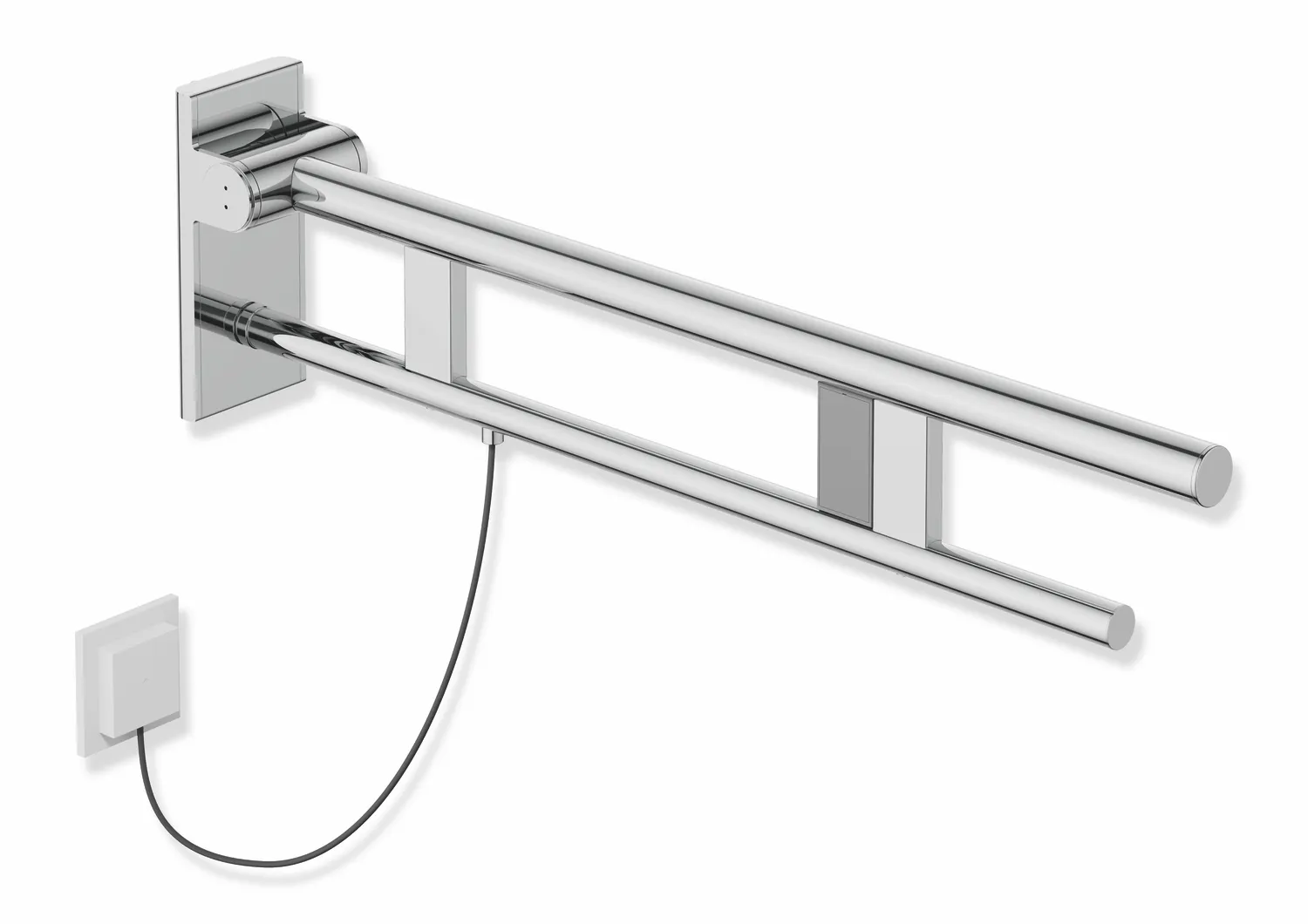 HEWI Stützklappgriff Duo Design A Edelstahl verchromt Ausladung 750 mm E-Ausführung rechts