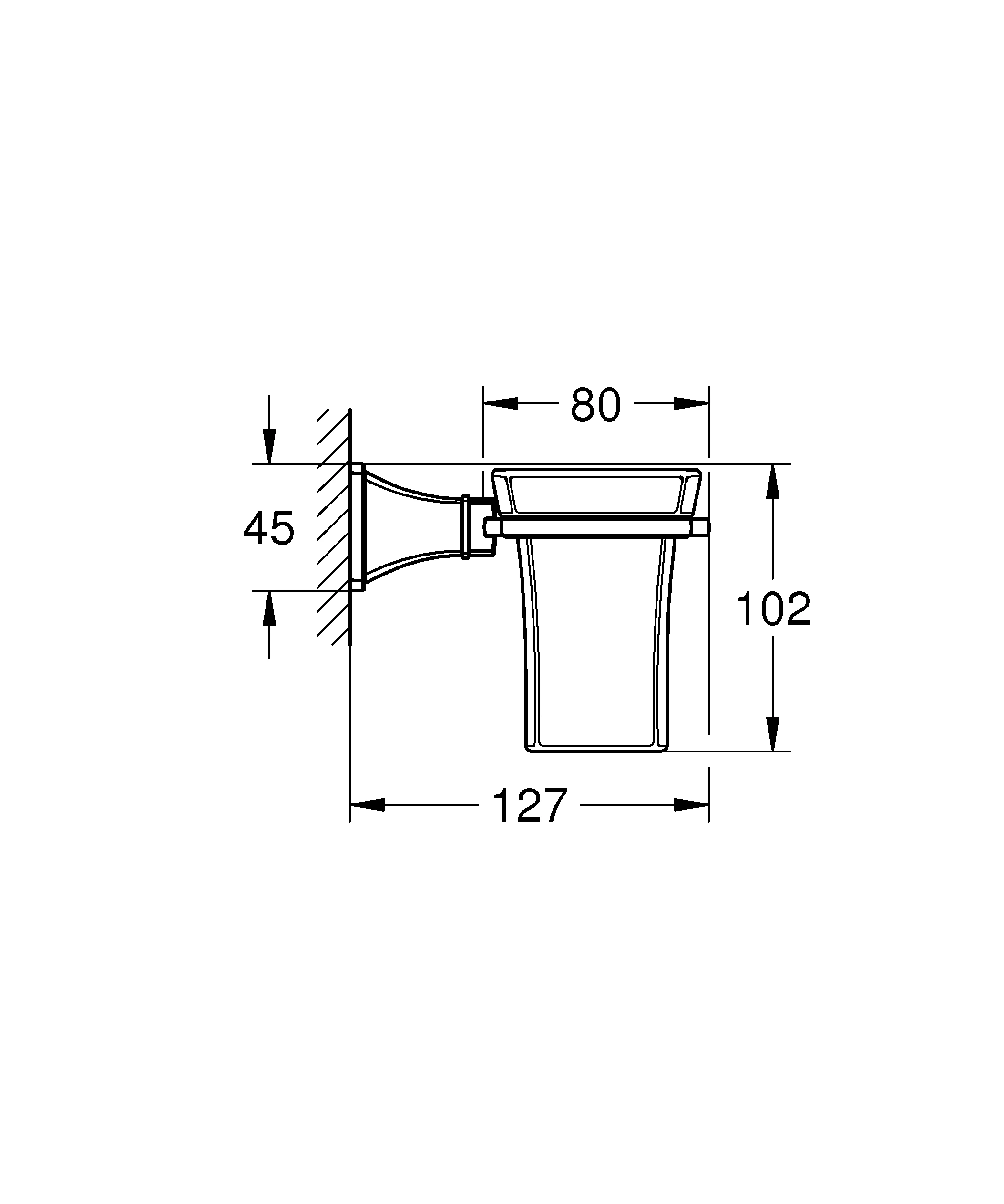 Halter Grandera 40909, mit Keramik-Mundspülglas, chrom