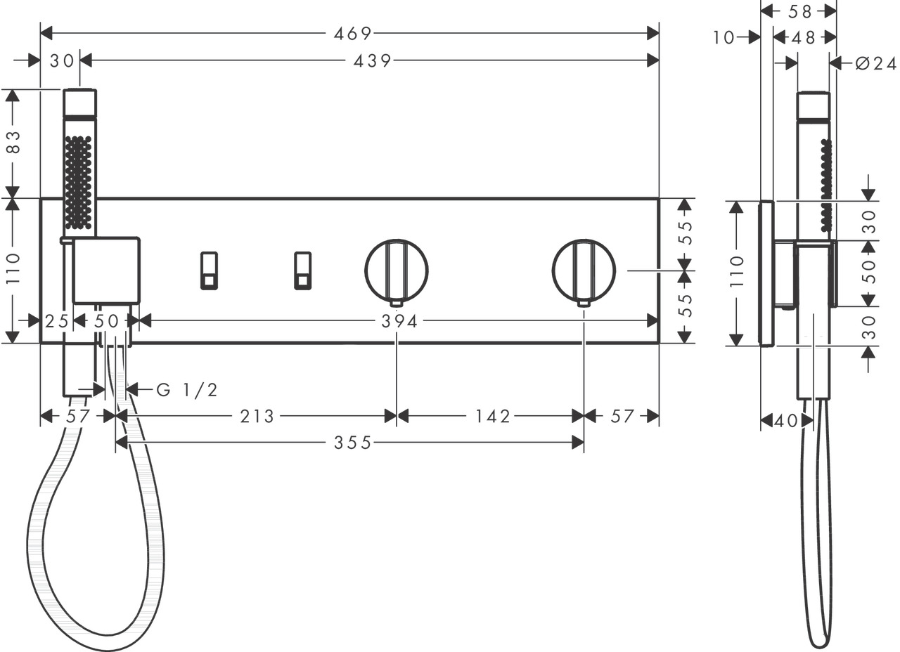AXOR ShowerComposition Thermostatmodul 470/110 Unterputz für 2 Verbraucher Chrom