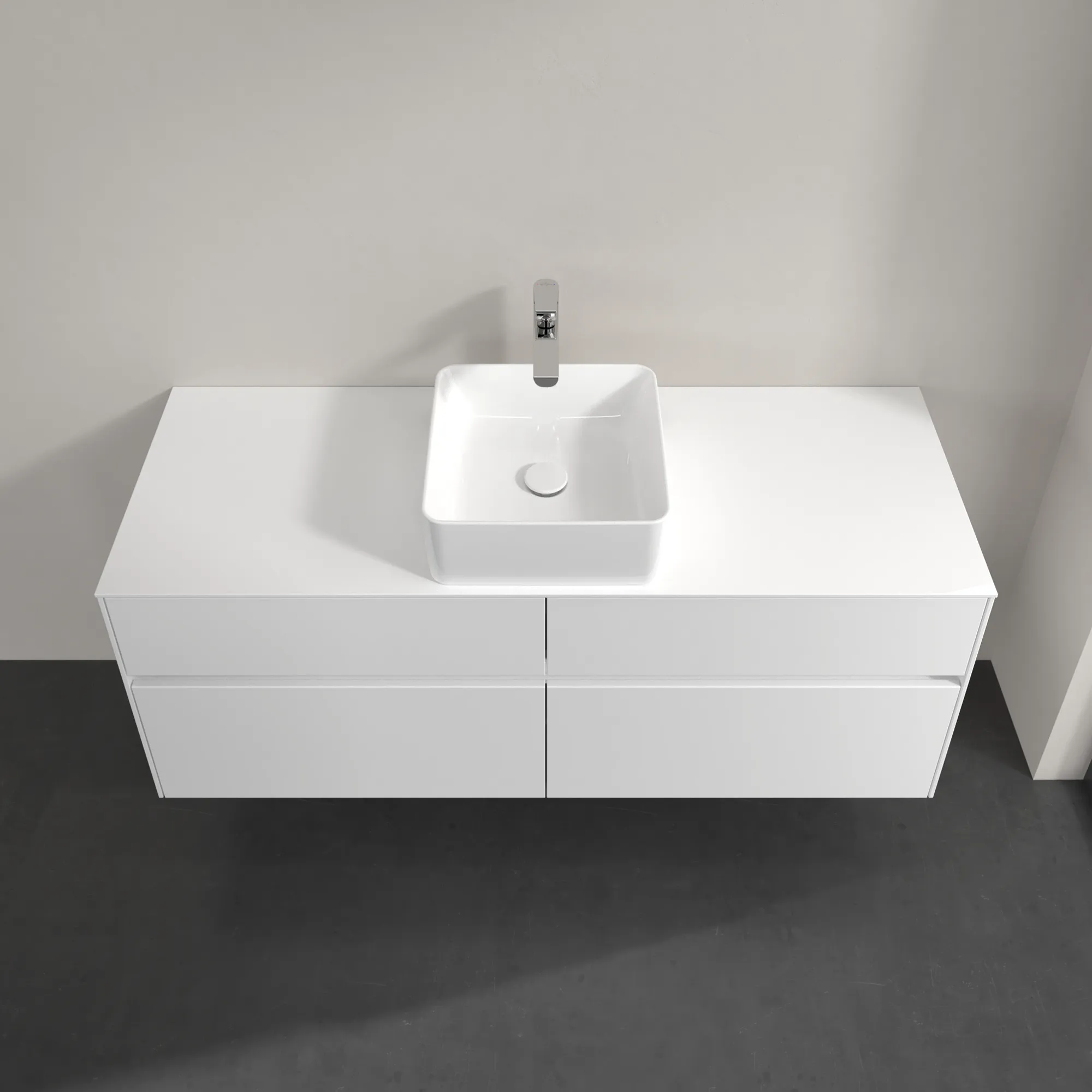 Villeroy & Boch Waschtischunterschrank „Collaro“ 1400 × 548 × 500 mm Glossy White, ohne Beleuchtung, für Becken mittig