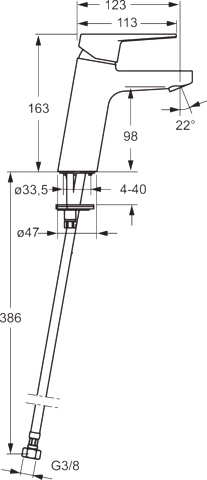 HA Einhebelmischer Waschtischbatterie HANSATWIST XL 0902 Ausladung 123 mm DN15 Chrom