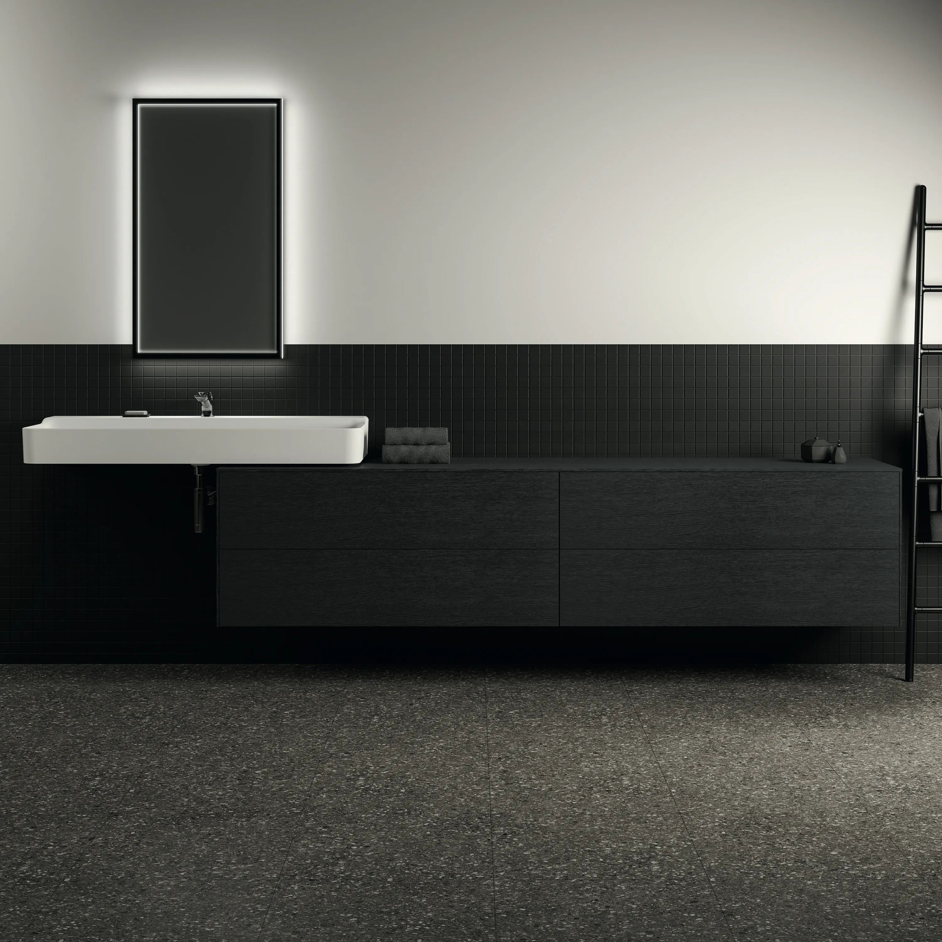 Ideal Standard Conca Waschtischunterschrank, Eiche geflammt, 4 Auszüge, Push-Open mit Softclose, 2387x505x550 mm