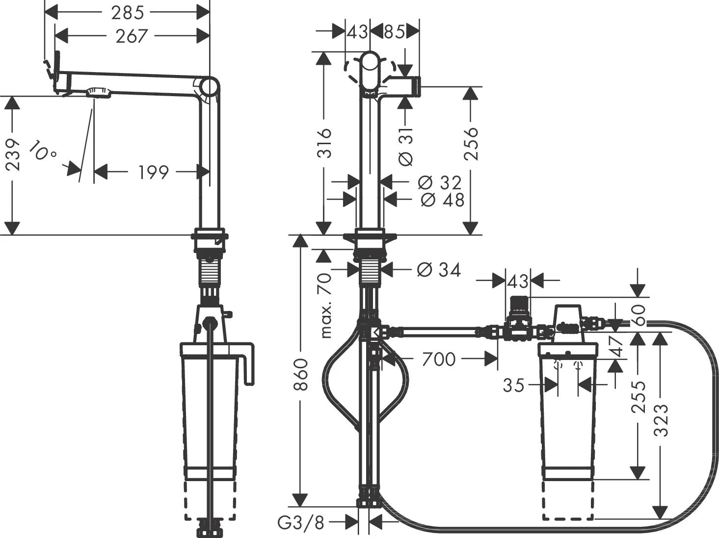 Hansgrohe Aqittura M91 FilterSystem 240, 1jet Starter Set Chrom – hochwertiger Küchenmischer mit Laminarstrahl und getrennter Wasserführung für gefiltertes Trinkwasser Hansgrohe Aqittura M91 FilterSystem 240, 1jet Starter Set Chrom – hochwertiger Küchenmischer mit Laminarstrahl und getrennter Wasserführung für gefiltertes Trinkwasser