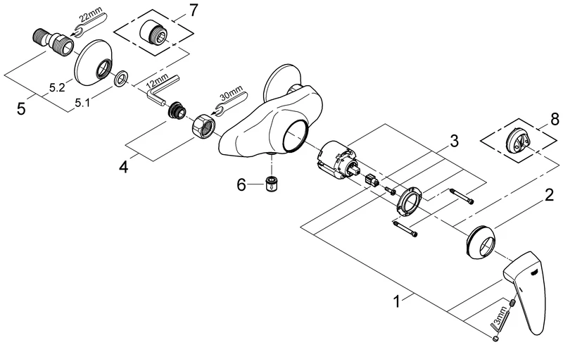 Einhand-Brausebatterie Eurodisc 33569_1, Wandmontage, chrom