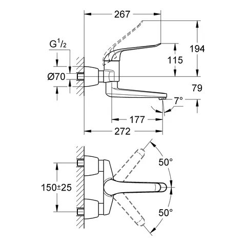 Grohe Euroeco Special Einhand-Waschtischbatterie, Wandmontage, chrom Grohe Euroeco Special Einhand-Waschtischbatterie, Wandmontage, chrom