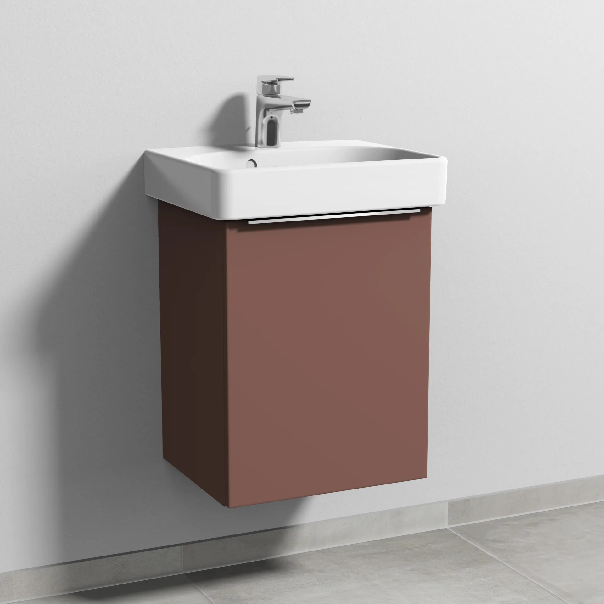 Sanipa Waschtischunterschrank „3way“ passend zu Keramik-Waschtische Smyle Square von Geberit 400 × 523 × 332 mm in Wine-Red, Anschlag rechts