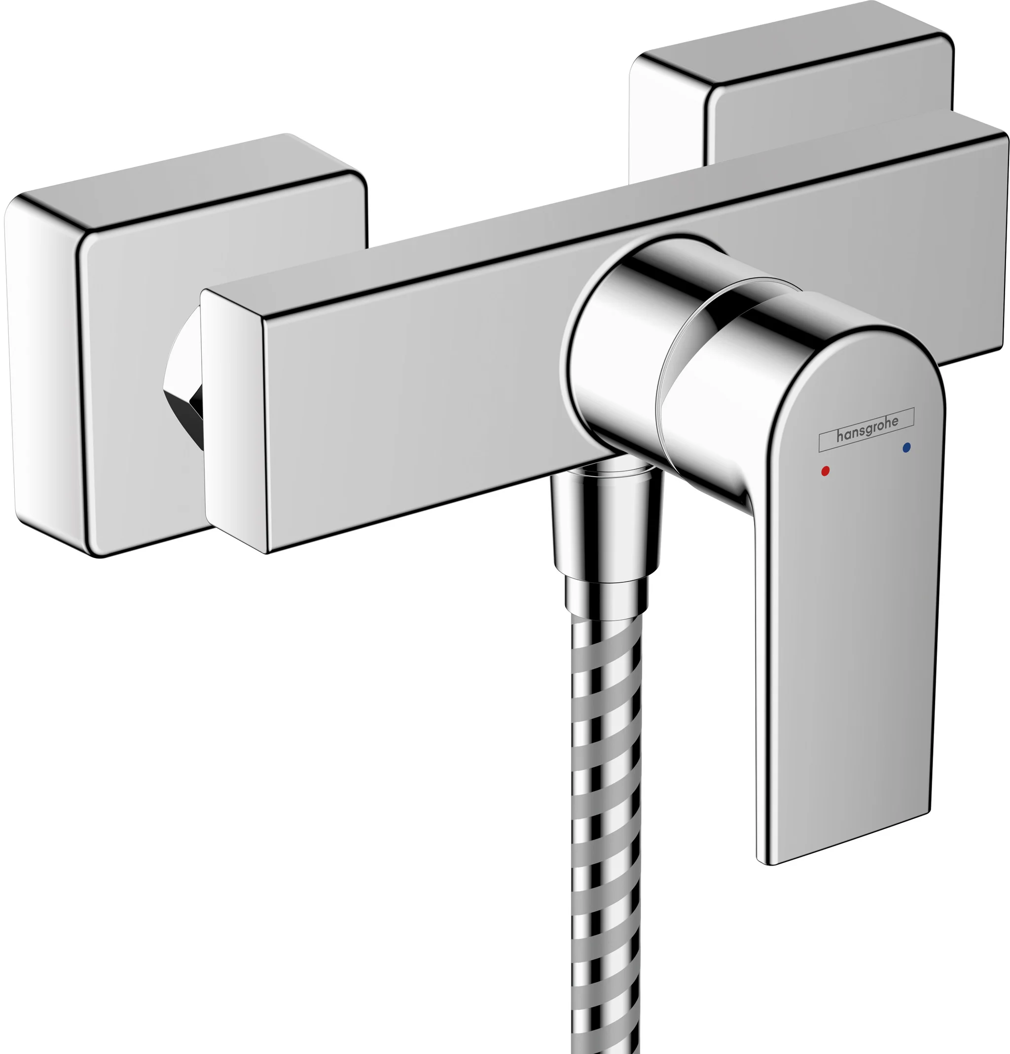 Hansgrohe Vernis Shape Einhebel-Brausemischer Aufputz Chrom, Keramikmischsystem, einstellbare Temperaturbegrenzung, Rückflussverhinderer, Schalldämpfer, für Durchlauferhitzer geeignet