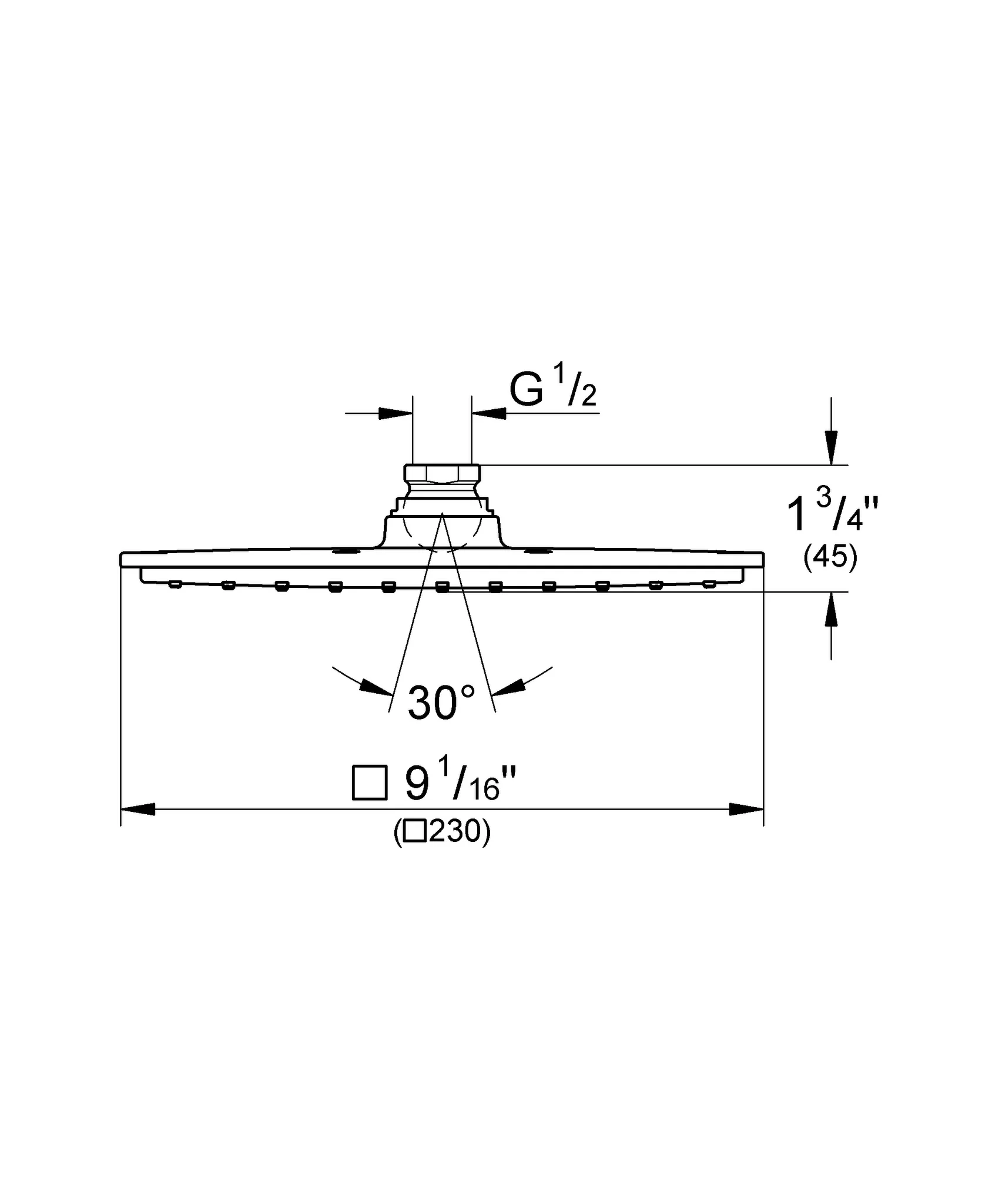 Grohe Rainshower Aqua 230 Kopfbrause 1 Strahlart chrom Grohe Rainshower Aqua 230 Kopfbrause 1 Strahlart chrom
