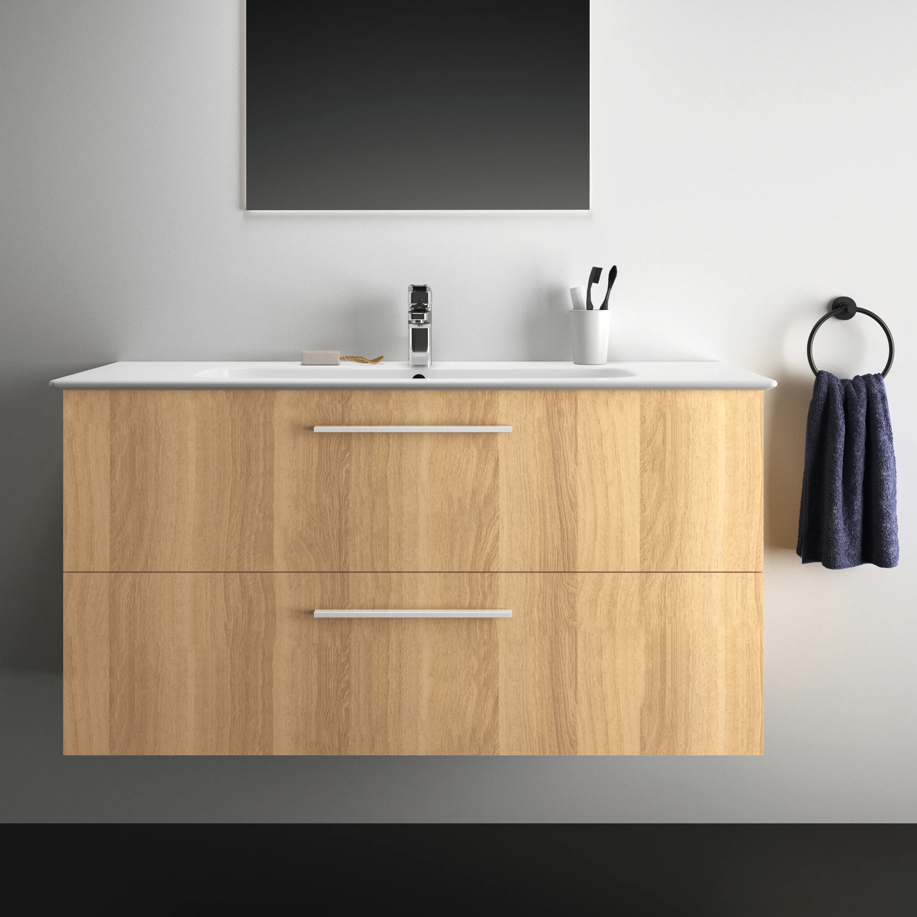 Möbelpaket i.life A mit Waschtisch 120cm und Unterschrank mit chrom Griff Weiß matt Möbelpaket i.life A mit Waschtisch 120cm und Unterschrank mit chrom Griff Weiß matt