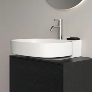 Waschbecken „Linda-X“ 50 × 48 × 13,5 cm, Hahnlochposition mittig in Seidenweiß Waschbecken „Linda-X“ 50 × 48 × 13,5 cm, Hahnlochposition mittig in Seidenweiß