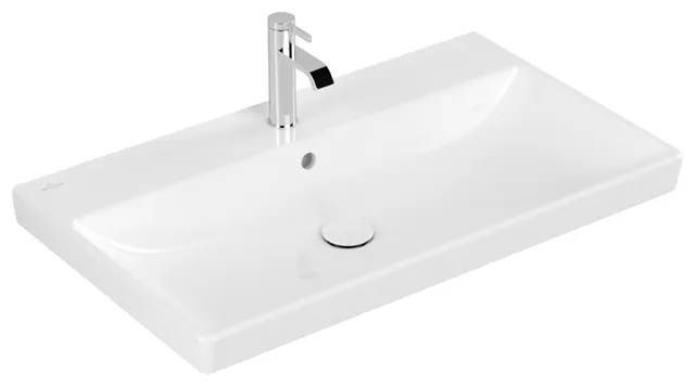 Villeroy & Boch Wandwaschtisch „Avento“ 800 × 470 × 165 mm, für Becken mittig, Hahnlochposition mittig, mit Hahnlochbohrung in Weiß Alpin Villeroy & Boch Wandwaschtisch „Avento“ 800 × 470 × 165 mm, für Becken mittig, Hahnlochposition mittig, mit Hahnlochbohrung in Weiß Alpin