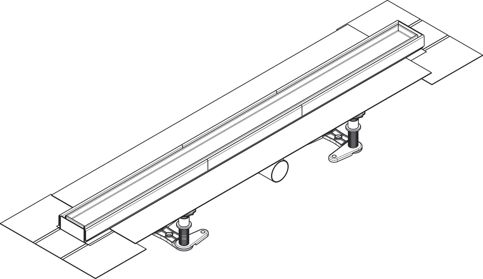 RainDrain Compact Komplettset Duschrinne 800 befliesbar für flache Installation k.a.