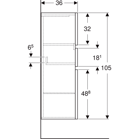 Renova Plan Mittelhochschrank mit zwei Türen und einer Schublade: 39x105x36cm, Nussbaum hickory hell