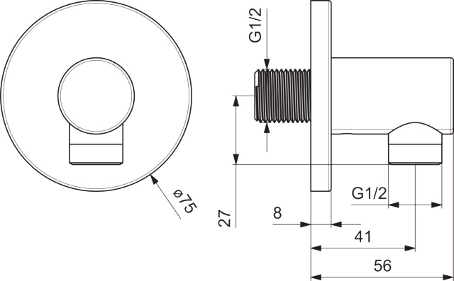 HA Wandanschlussbogen HANSA 5118 Rosette rund G1/2 DN15 Chrom