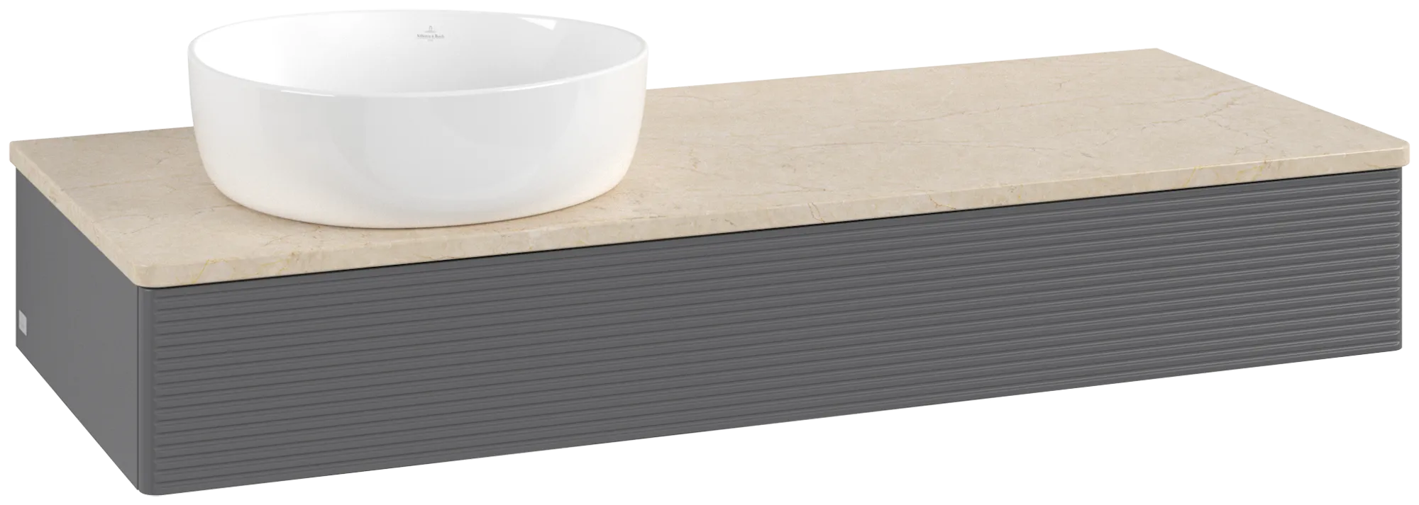 Villeroy & Boch Antao Waschbeckenunterschrank K11_1, 1200x190x500 mm, links, Anthracite Matt Lacquer / Botticino