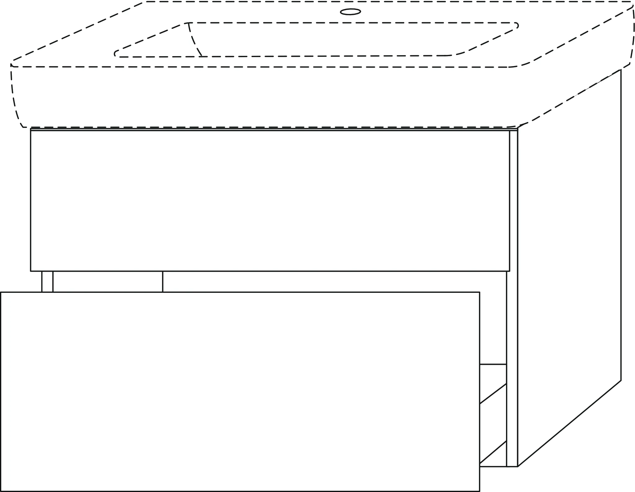 Waschtischunterbau mit Auszügen 3way (BP880) 588x840x407 Graphit-Matt