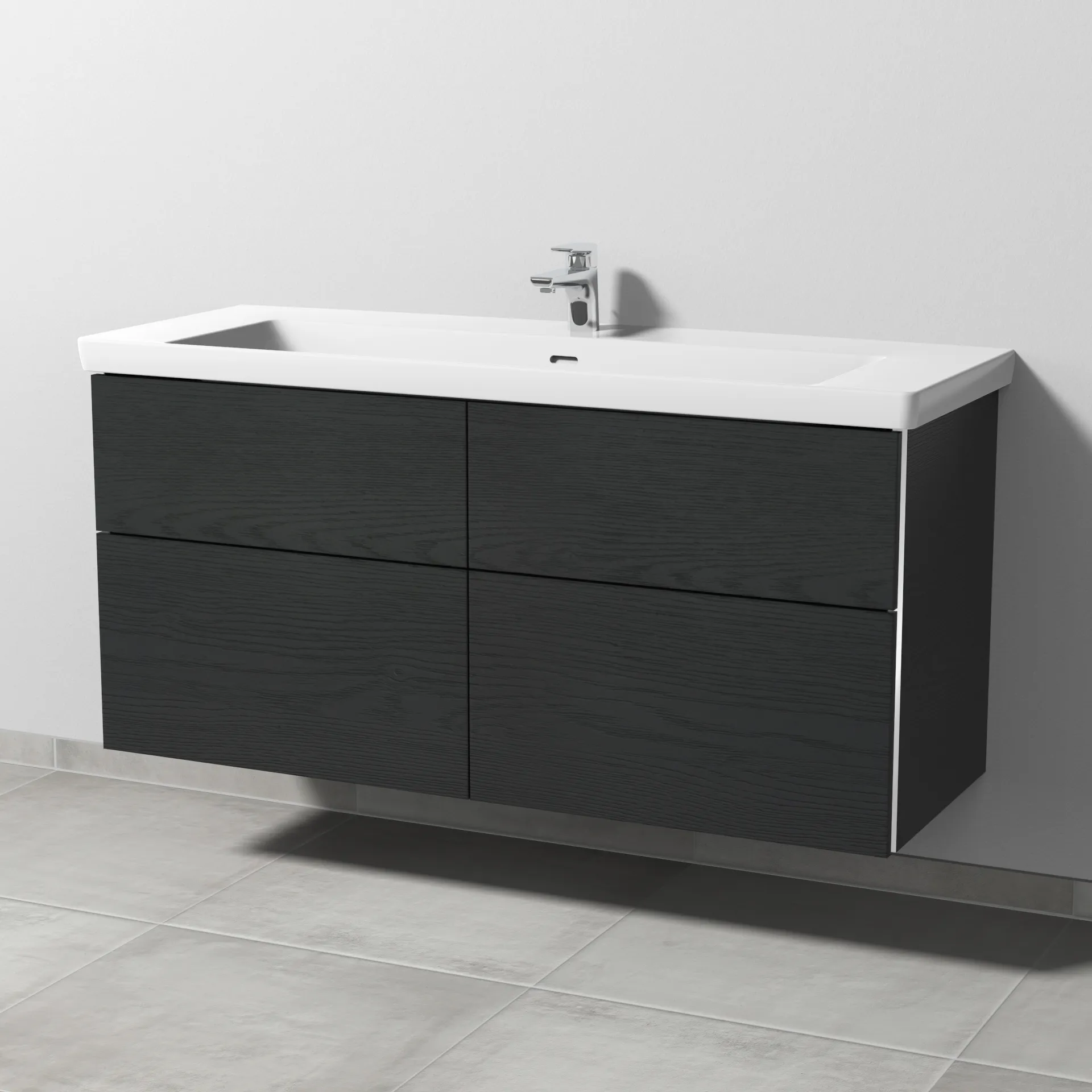 Sanipa Waschtischunterschrank „3way“ 1255 × 588 × 462 mm in Black Oak, Becken mittig