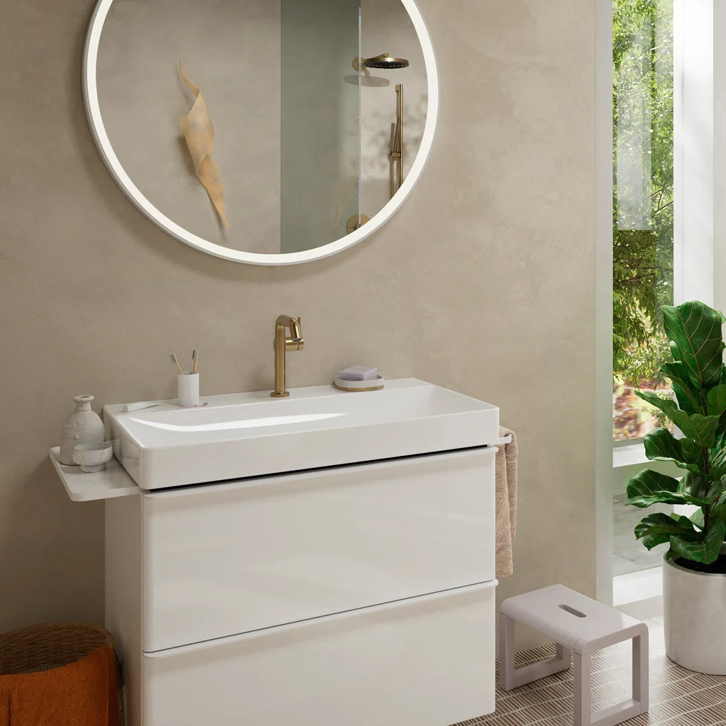 Hansgrohe Tecturis S Einhebel-Waschtischmischer 150 Fine CoolStart mit Push-Open Ablaufgarnitur BBR, Brushed Bronze, Ausladung 139 mm, Auslaufhöhe 151 mm
